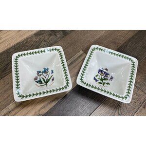 Portmeirion Botanic Garden 4.25" Square Berry Dipping Bowls Pansy Forget Me Not